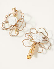 Wire Flower Rose Hair Clip Twinset, , large