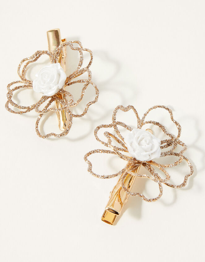 Wire Flower Rose Hair Clip Twinset, , large