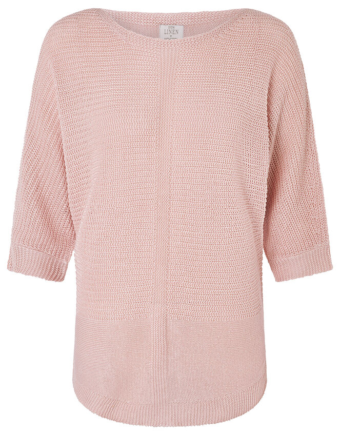 Verity Batwing Jumper in Pure Linen, Pink (SOFT PINK), large