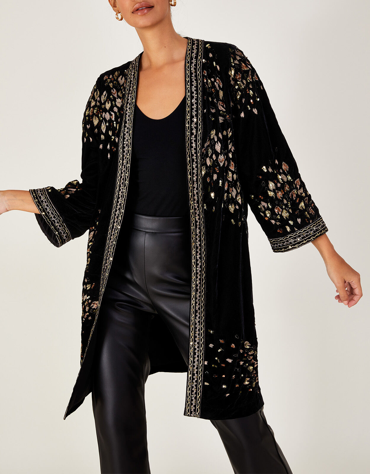 Embroidered kimono cardigan store