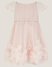 Baby Evangaline Rose Appliqué Tulle Dress, Pink (PINK), large