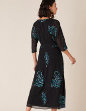 Daisy Peacock Embellished Midi Dress, Black (BLACK), large