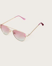 Tropical Flamingo Aviator Sunglasses, , large