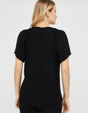 Arabella Short Sleeve Blouse, Black (BLACK), large