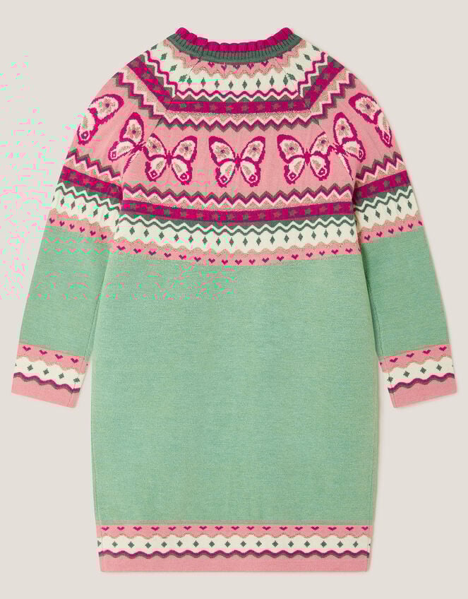 Butterfly Fair Isle Jumper Dress, Green (GREEN), large