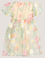Baby Celina Daisy Embroidered Party Dress, White (WARM IVORY), large