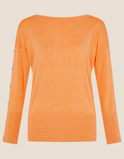 Slash Neck Popper Jumper, Orange (ORANGE), large