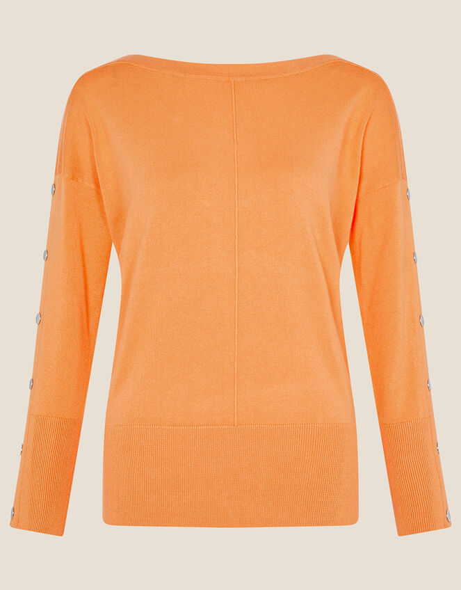 Slash Neck Popper Jumper, Orange (ORANGE), large