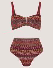 Zaria Crochet Bandeau Bikini Top, Red (BURGUNDY), large