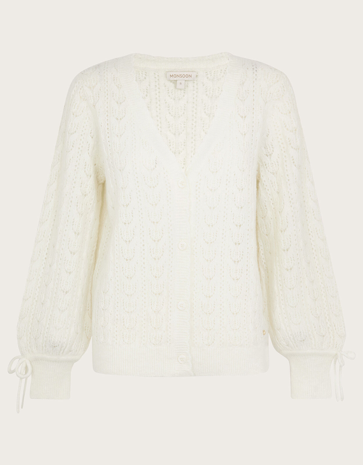 White pointelle cardigan discount