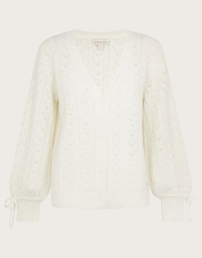 Supersoft Pointelle Cardigan with Recycled Polyester, Ivory (IVORY), large