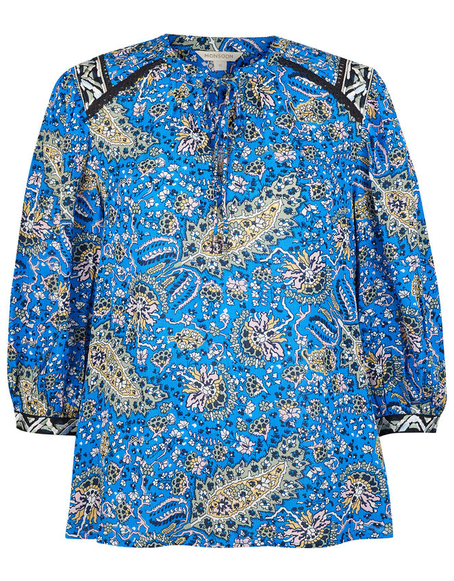 Paisley Print Top in LENZING™ ECOVERO™, Blue (BLUE), large