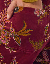 Yasmina Floral Corduroy Flare Pants, Red (CHERRY), large