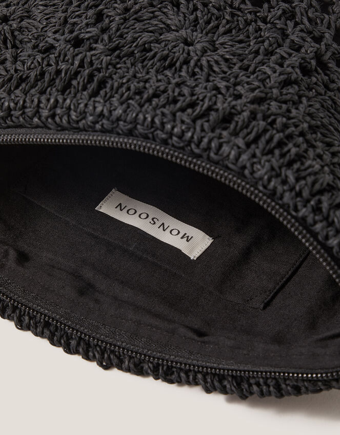 Rory Crochet Zip Pouch, Black (BLACK), large