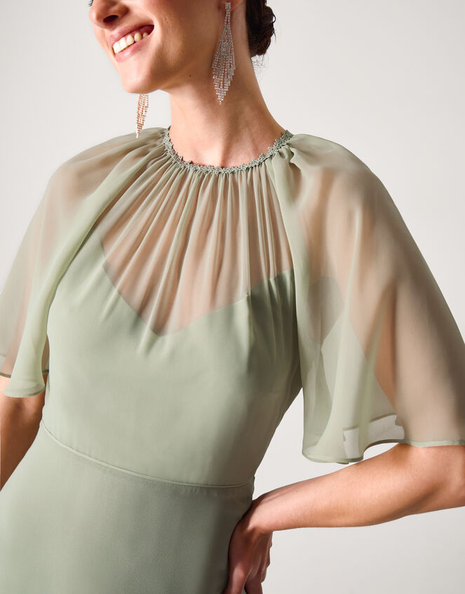 Mona Angel Sleeve Maxi Dress, Green (SAGE), large