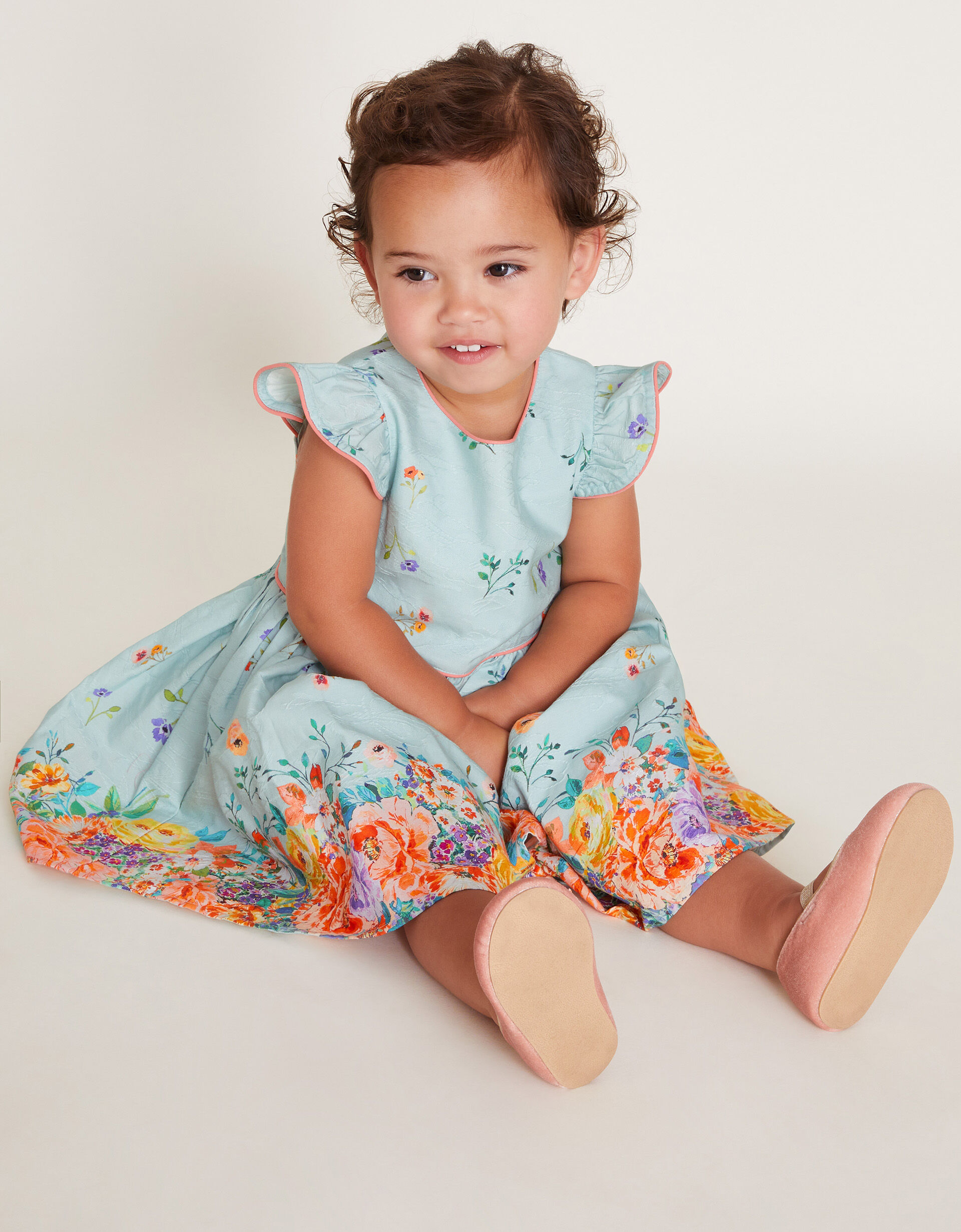 Baby Jacquard Floral Dress Blue Baby Girl Dresses Monsoon Global