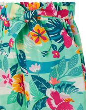 Petunia Floral Shorts in Linen and Organic Cotton, Green (GREEN), large