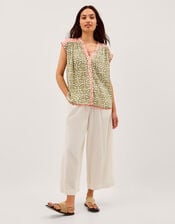Elma Sleeveless Print Top, Green (KHAKI), large