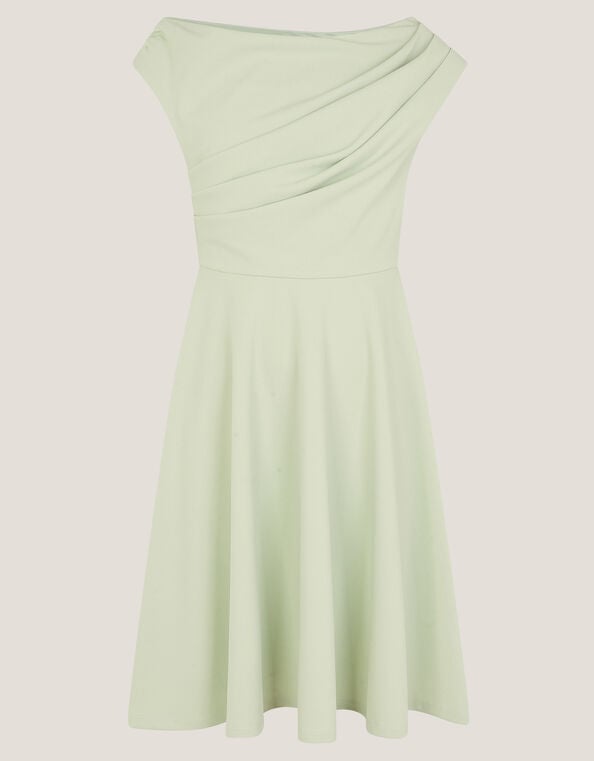 One-Shoulder Drape Skater Dress, Green (SAGE), large