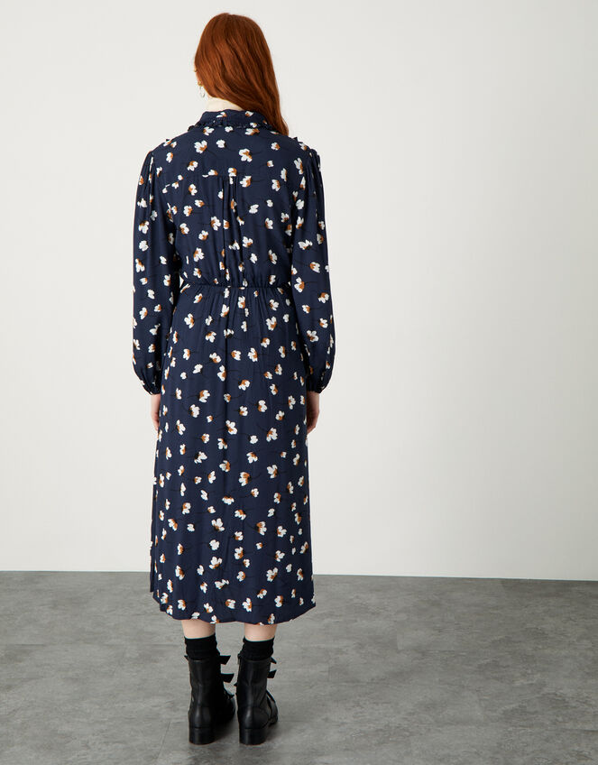 Floral Print Shirt Dress with LENZING™ ECOVERO™, Blue (NAVY), large
