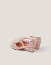 Tulle Pom Glitter Closed Toe Heels, Pink (PINK), large