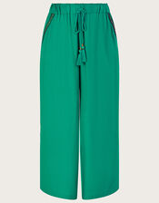 Plain Wide Leg Trim Trousers in LENZING™ ECOVERO™, Blue (TURQUOISE), large