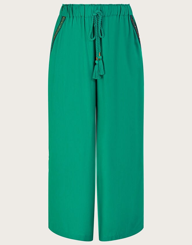 Plain Wide Leg Trim Trousers in LENZING™ ECOVERO™, Blue (TURQUOISE), large