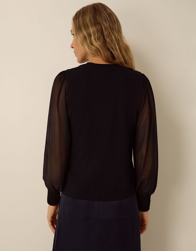 Mayci Mix Fabric Top, Black (BLACK), large