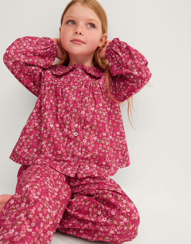 Floral Print Long Pyjama Set , Pink (PINK), large