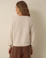 Cara Crew Neck Christmas Sweater, Ivory (IVORY), large