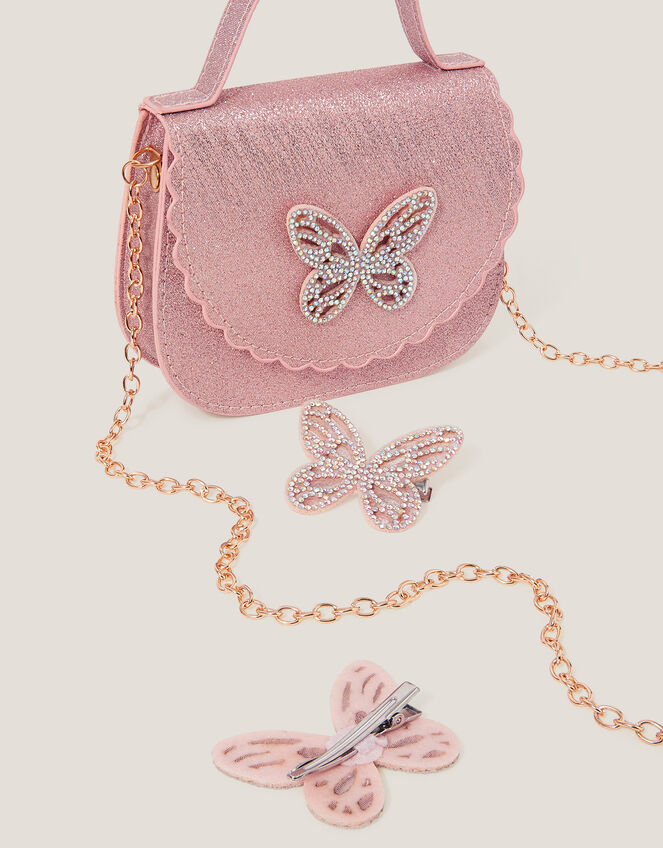 Scallop Butterfly Bag & Hair Clips Set, , large