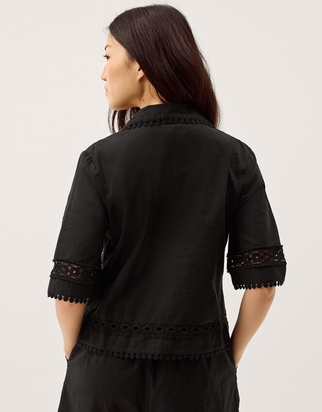 Irina Lace Trim Shirt, Black (BLACK), large