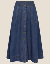 Bryton Denim A-Line Midi Skirt, Blue (DENIM BLUE), large