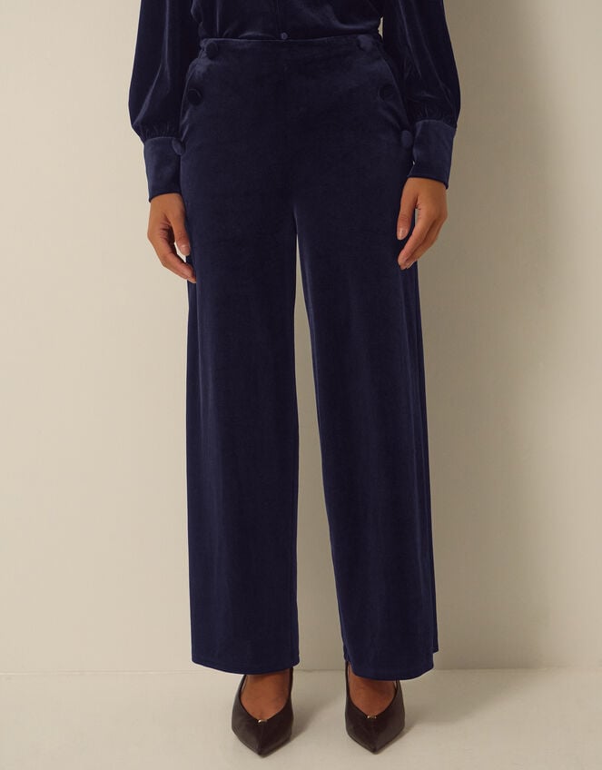 Verna Velvet Wide Leg Trousers, Blue (MIDNIGHT), large
