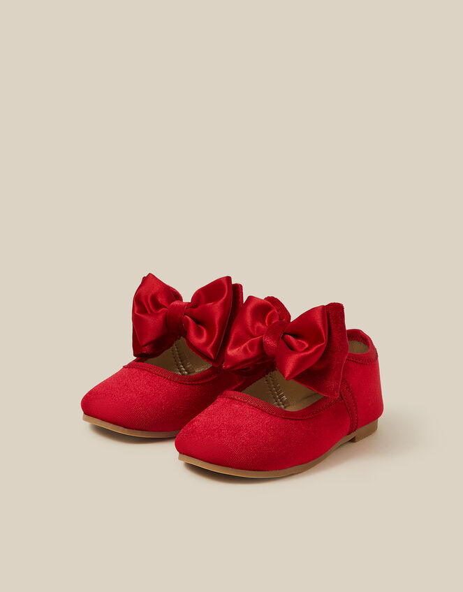 Baby Bow Velvet Walkers, Red (RED), large