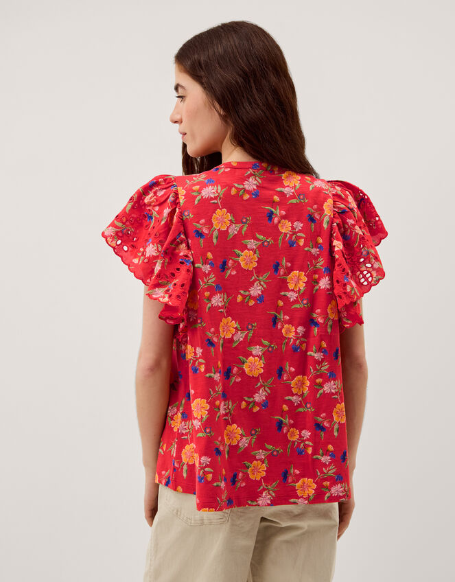 Libby Floral Print Jersey Top, Red (RED), large