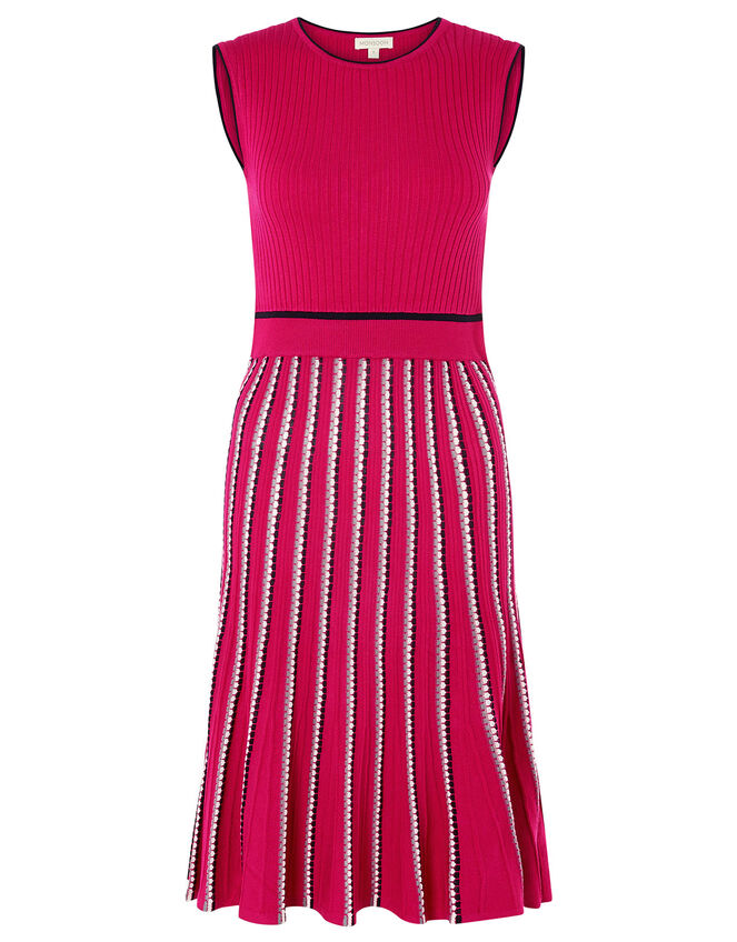 Mimi Ribbed Knit Sleeveless Dress, Pink (PINK), large