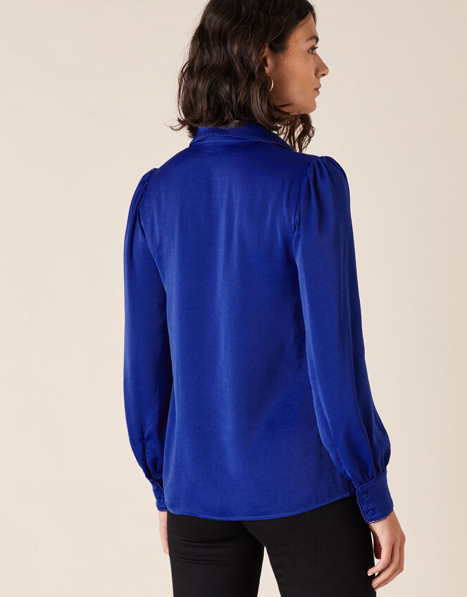 Peggy Lace Trim Blouse, Blue (BLUE), large