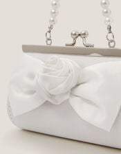 Satin Rose Bow Mini Bag, Ivory (IVORY), large