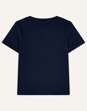 Dinosaur Bus T-shirt with Sustainable Cotton, Blue (NAVY), large