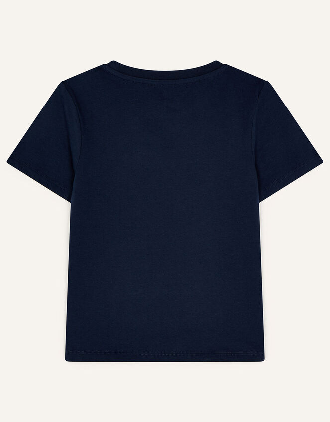 Dinosaur Bus T-shirt with Sustainable Cotton, Blue (NAVY), large