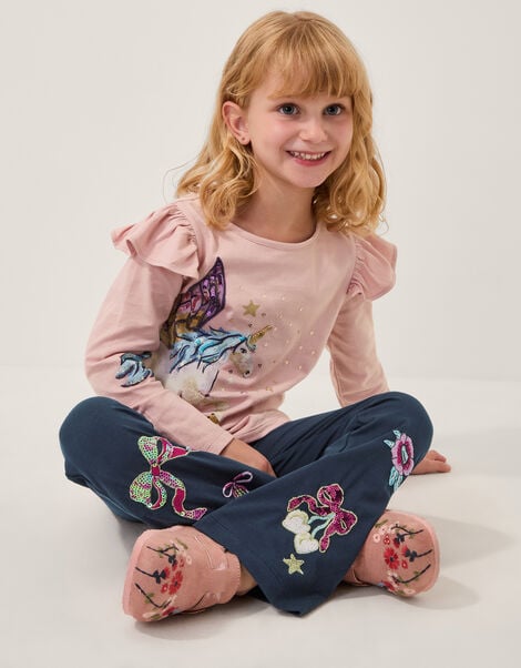 Unicorn Embellished Long Sleeve Top, Purple (PURPLE), large
