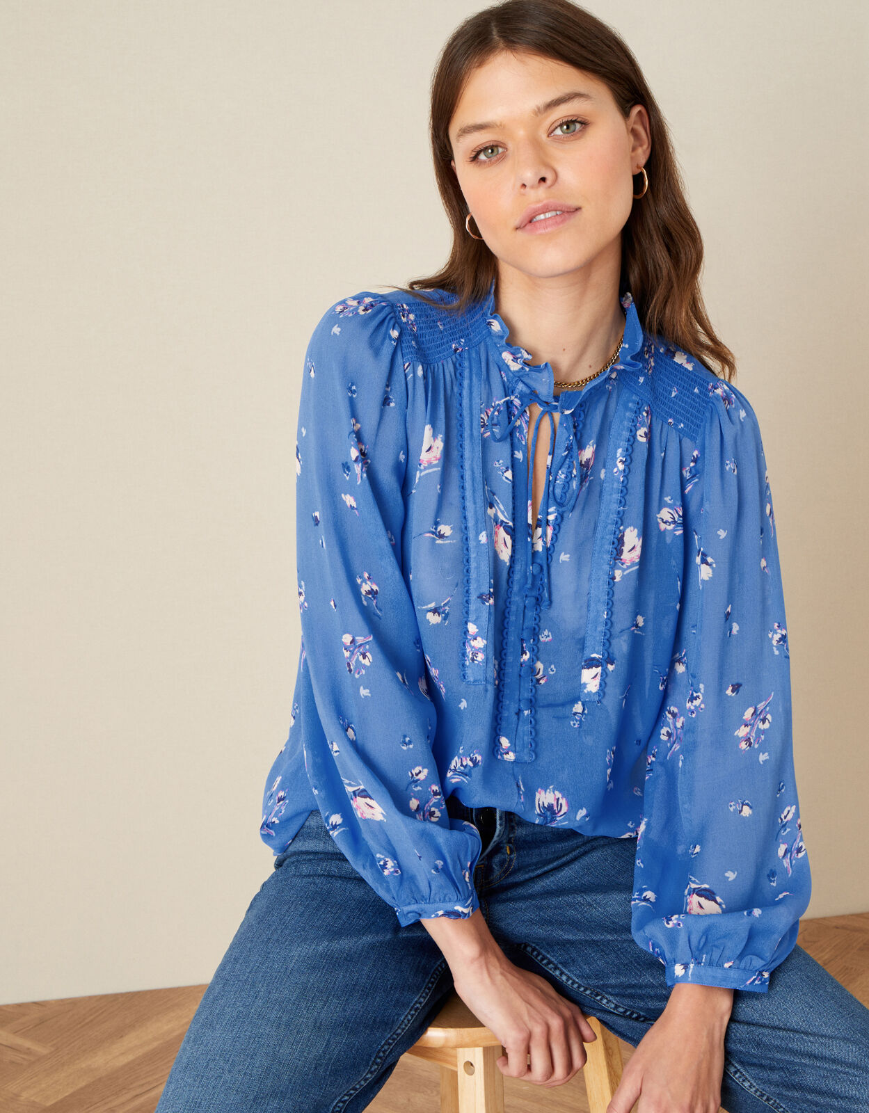 Blue blouse top