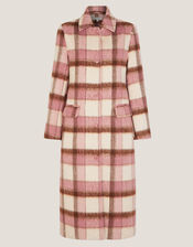 Colbie Brushed Check Coat, Pink (PINK), large