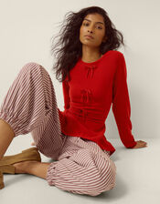 Paula Bow Peplum Jumper, Red (RED), large