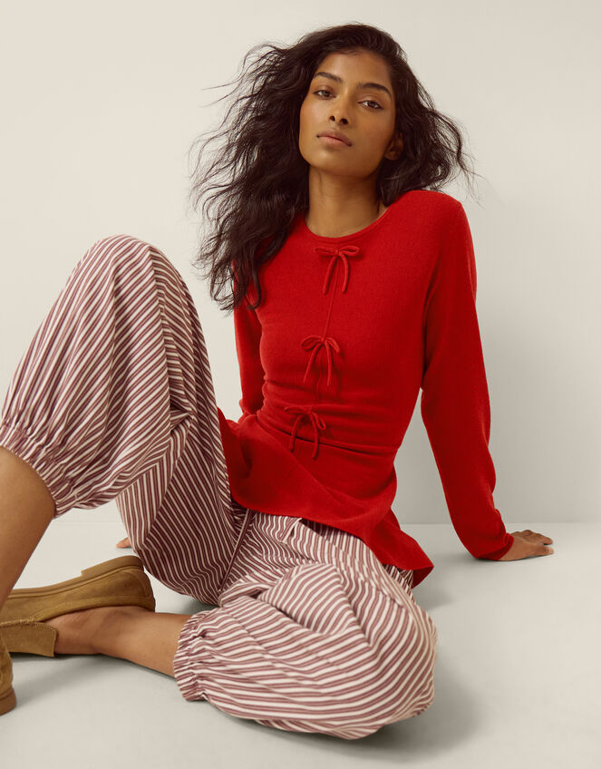 Paula Bow Peplum Jumper, Red (RED), large