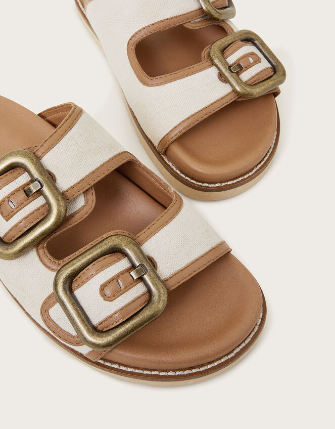 Wendy Double Strap Buckle Sandals, Natural (NATURAL), large