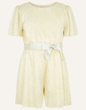 Shimmer Flutter Sleeve Jersey Playsuit , Natural (CHAMPAGNE), large
