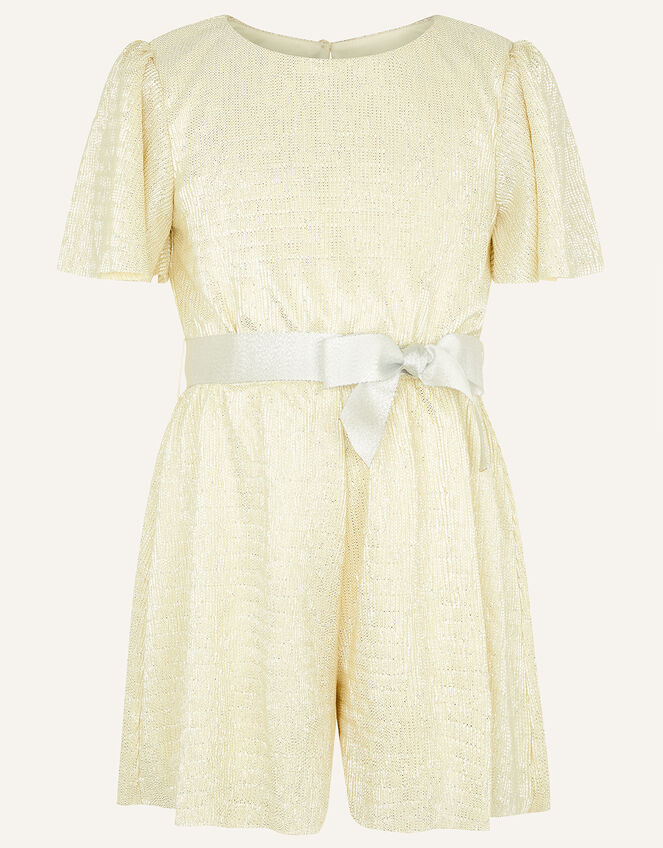 Shimmer Flutter Sleeve Jersey Playsuit , Natural (CHAMPAGNE), large