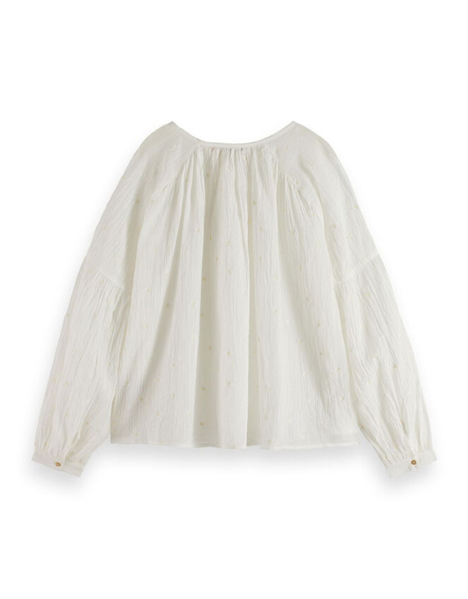 Scotch and Soda Button Neckline Dobby Blouse, White (WHITE), large